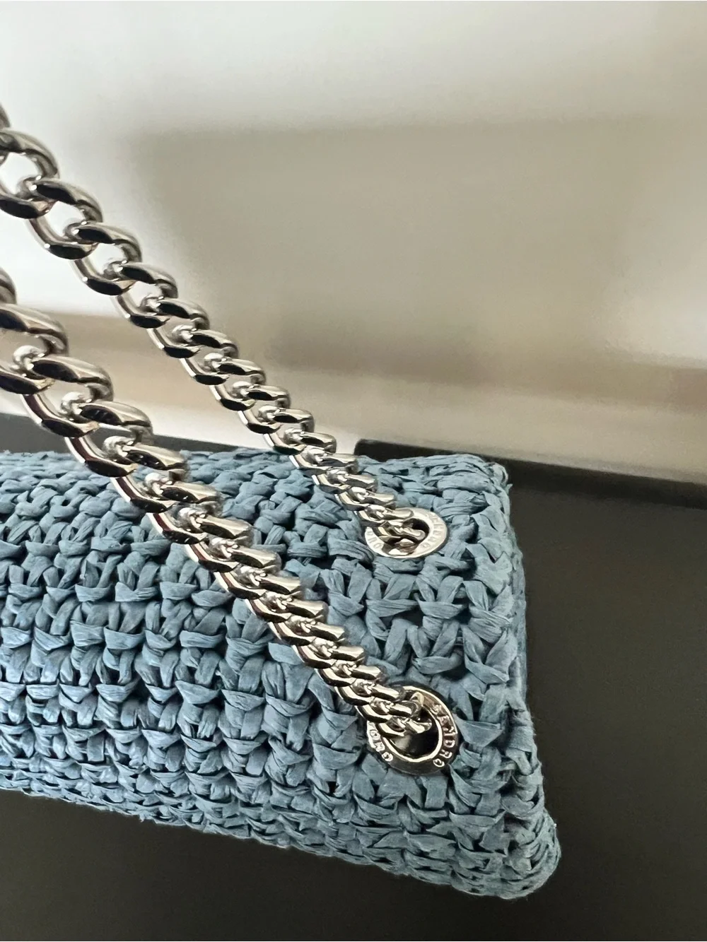 NWOT Sandro YZA Blue Raffia Bag - Excellent/Like New Condition - Picture 5 of 7